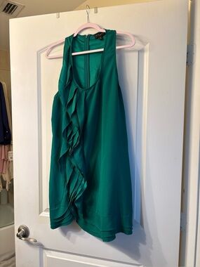 Julie Dillon NY Green Ruffle Sleeveless Dress Top size12 fits a 10. Mint Cond.